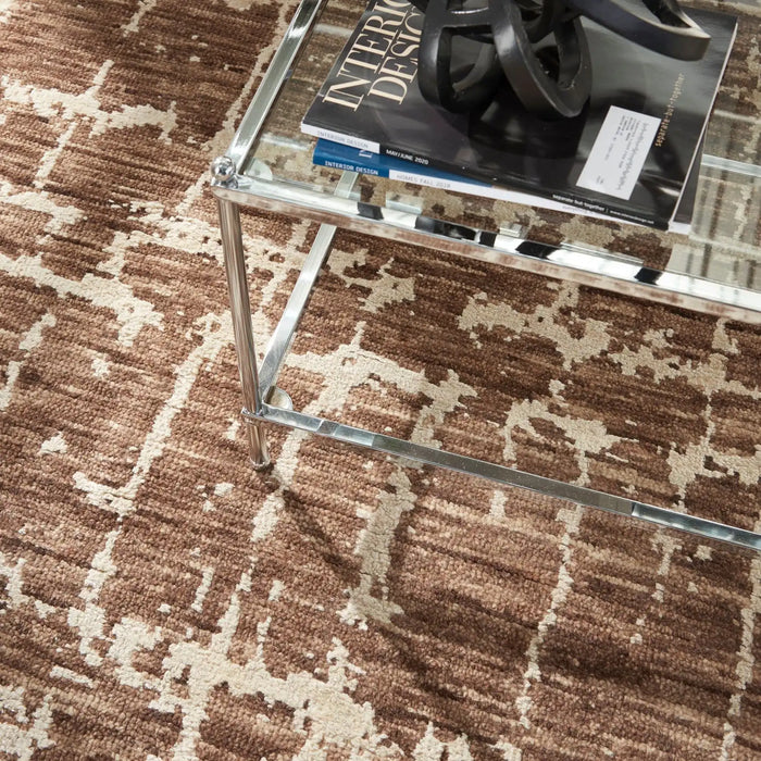 Nourison Delivered in 6 weeks   USA luna lun02 mocha ivory Brown, Ivory Living Room Striped Rug.