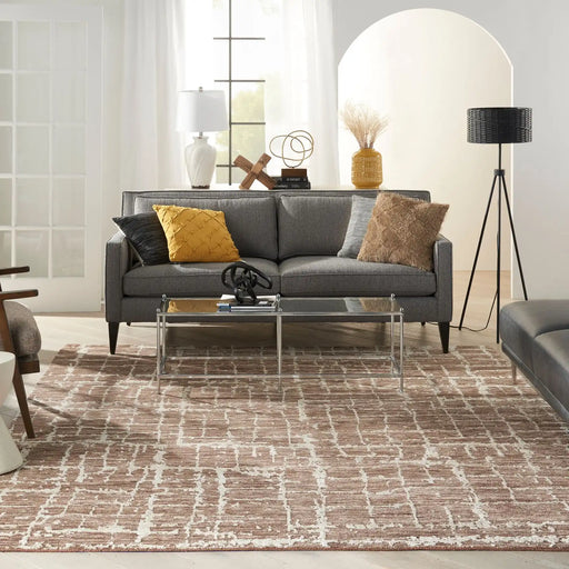 Nourison Delivered in 6 weeks   USA luna lun02 mocha ivory Brown, Ivory Living Room Striped Rug.