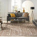 Nourison Delivered in 6 weeks   USA luna lun02 mocha ivory Brown, Ivory Living Room Striped Rug.