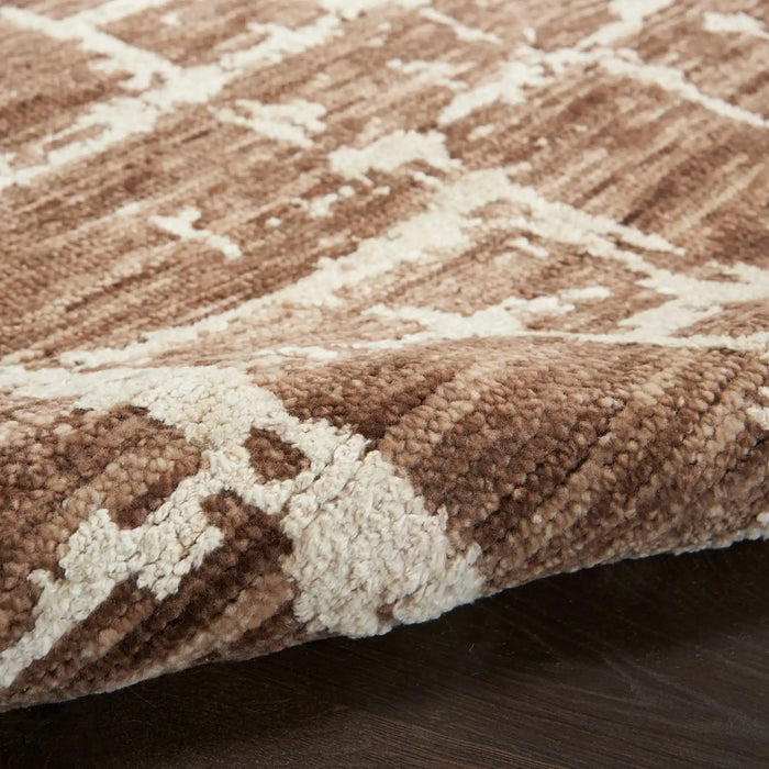 Nourison Delivered in 6 weeks   USA luna lun02 mocha ivory Brown, Ivory Living Room Striped Rug.