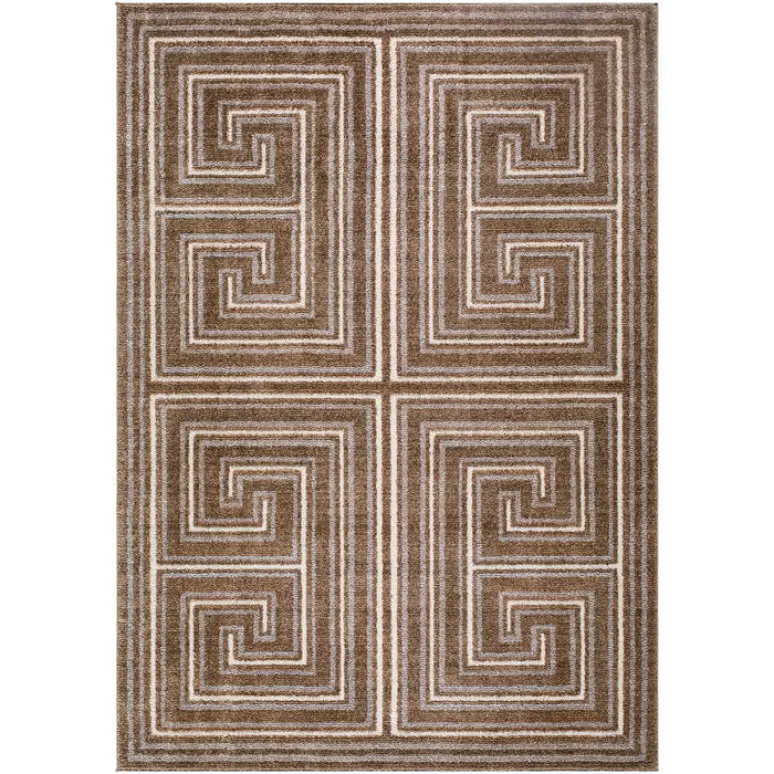 La Luna Global Brown Taupe Grey Graphic Living Dining Bedroom Rug LUU2311