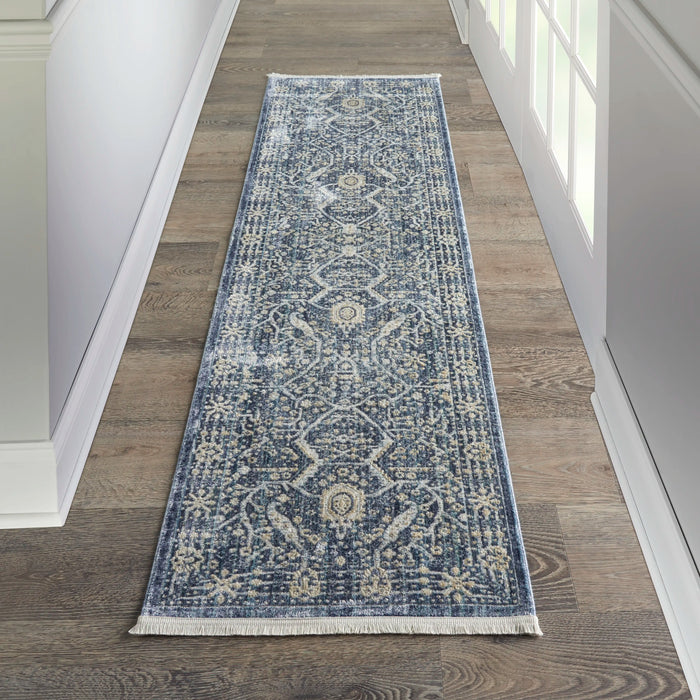Nourison lustrous weave luw03 blue Blue, Ivory Living Room  Rug.