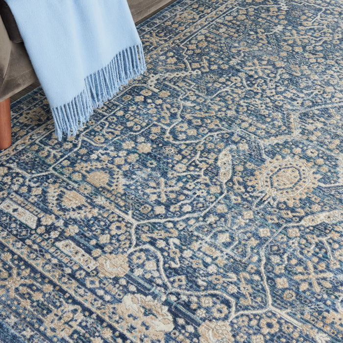 Nourison lustrous weave luw03 blue Blue, Ivory Living Room  Rug.