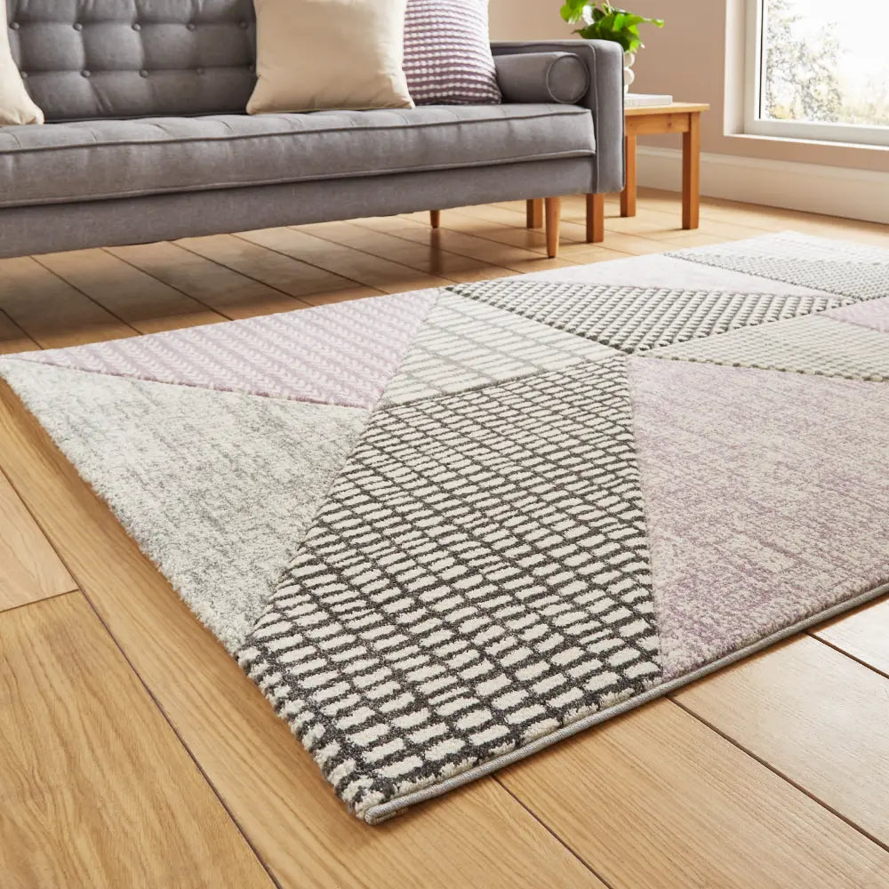 ギャルソンRUG Larsson Geo Lilac/Grey - Washable Purple Rug — RugsDirect Online