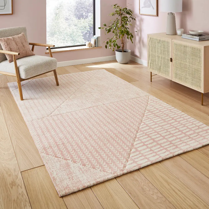 Abstract Rose Rug Catherine Lansfield Larsson Modern Abstract Rug Pink Rug — RugsDirect ...