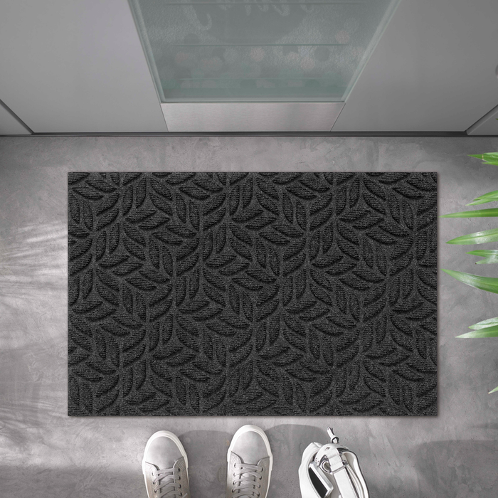 Dune Sculpted Scraper Leaves Grey Rug