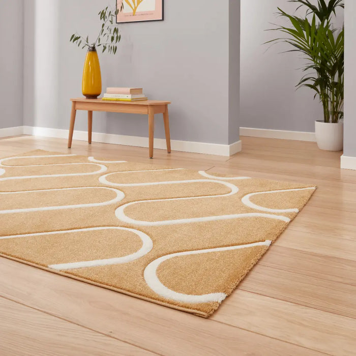 Linear Drawing Rug Catherine Lansfield Linear Curve Modern Geometric Rug Yellow Rug ...