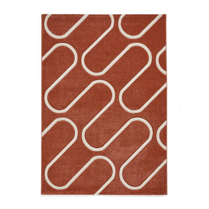 Catherine Lansfield Linear Curve Modern Geometric Terracotta Rug