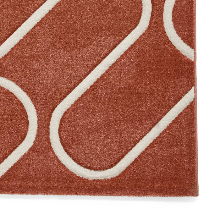 Catherine Lansfield Linear Curve Modern Geometric Terracotta Rug