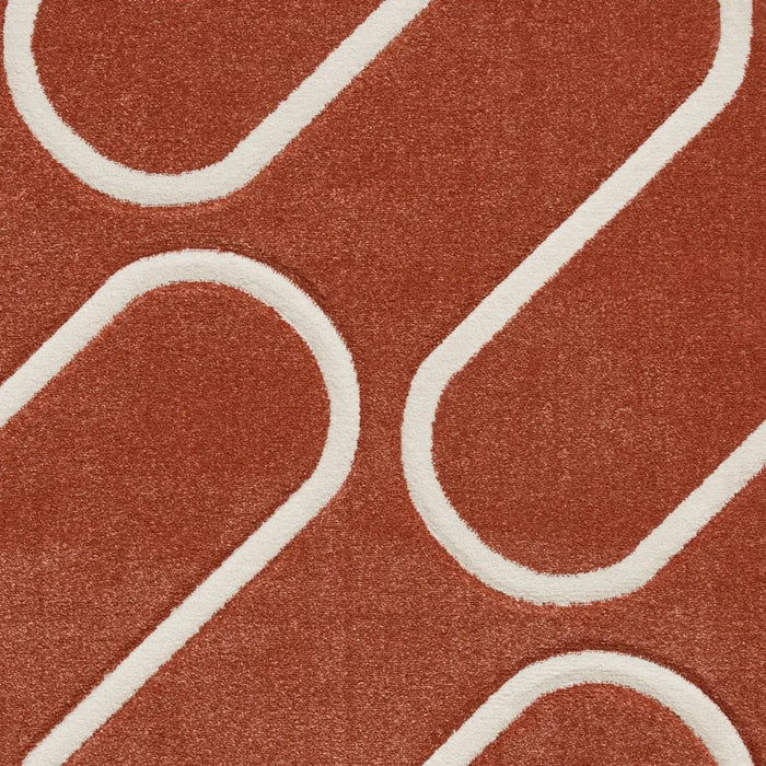 Catherine Lansfield Linear Curve Modern Geometric Terracotta Rug