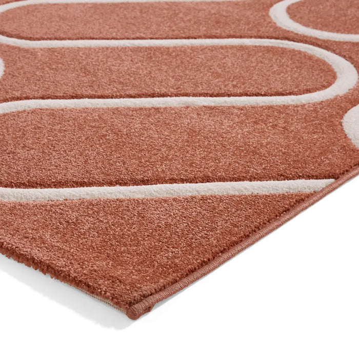Catherine Lansfield Linear Curve Modern Geometric Terracotta Rug