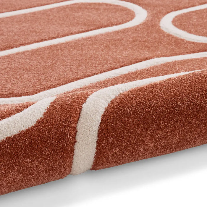 Catherine Lansfield Linear Curve Modern Geometric Terracotta Rug