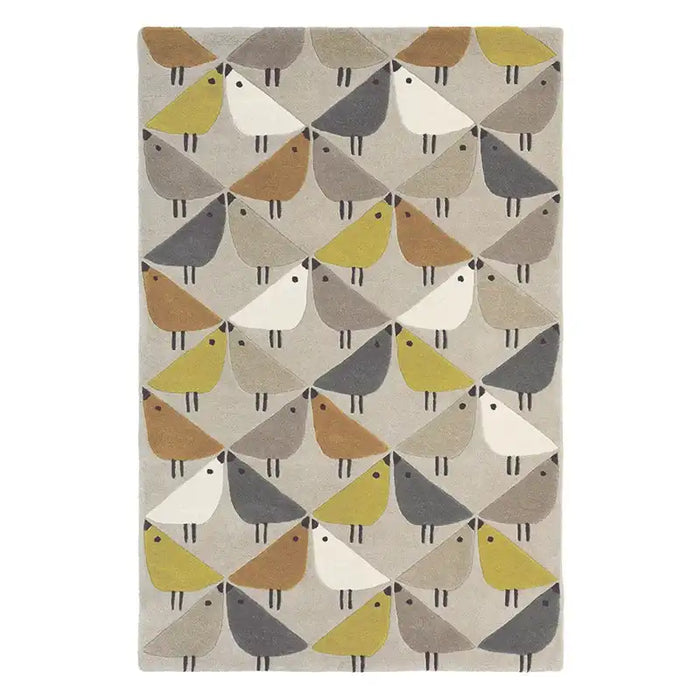 Scion scion hand tufted lintu dandelion 24405 Beige, Multicoloured Living Room Wool Rug.