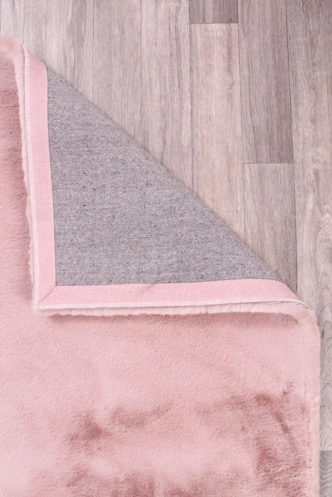 HMC luxe faux fur blush Pink Living Room  Rug.