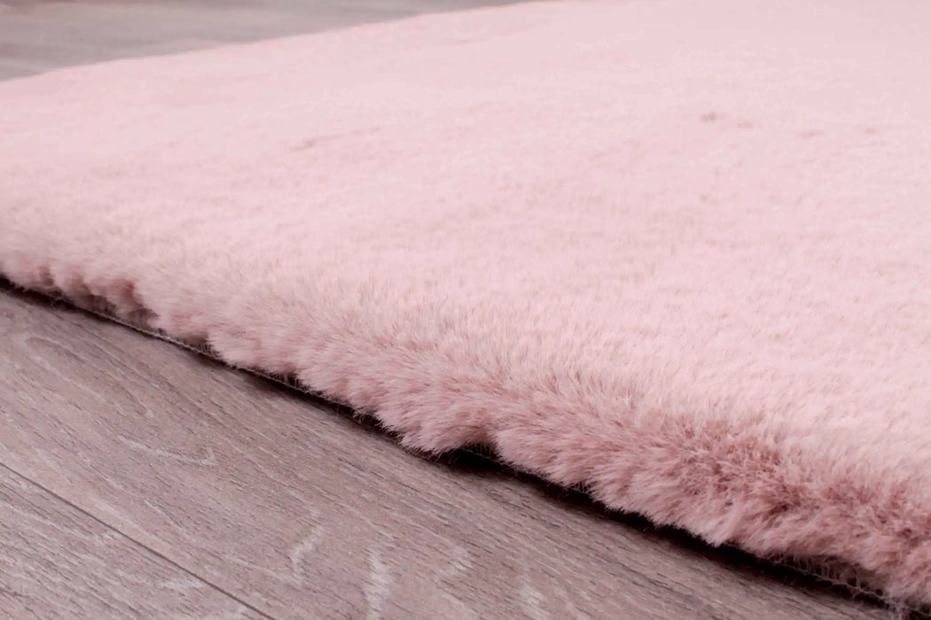 HMC luxe faux fur blush Pink Living Room  Rug.