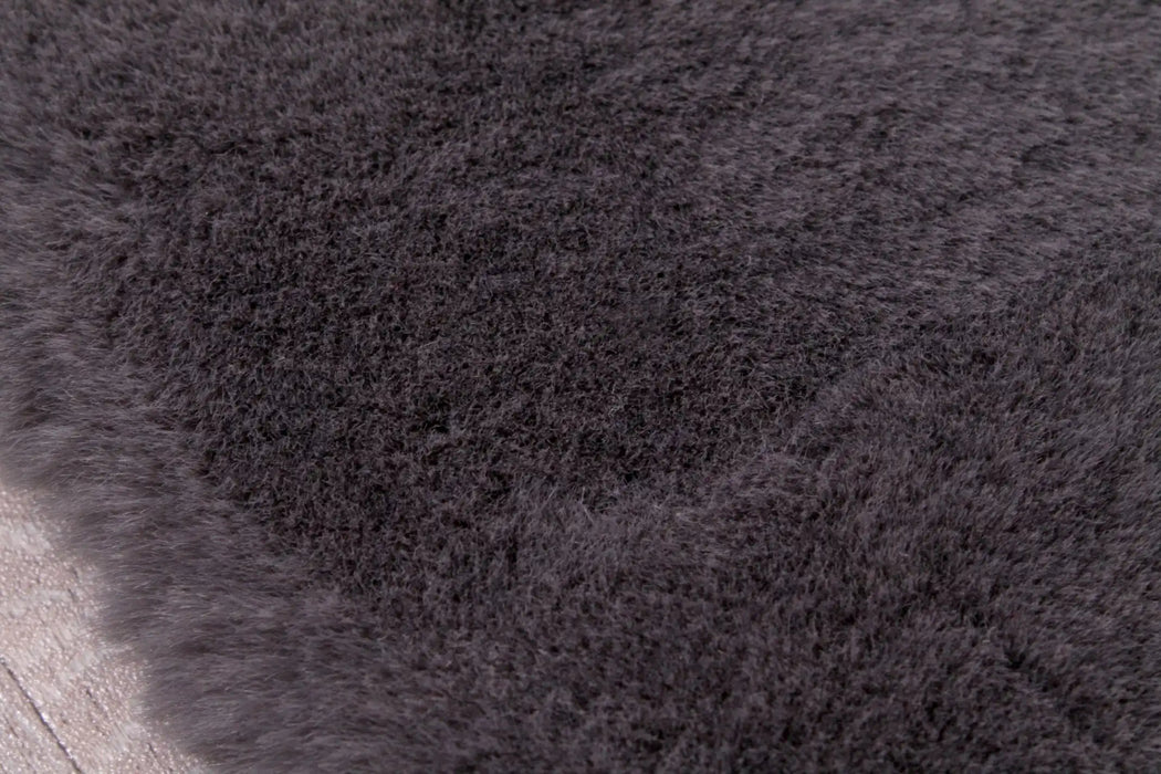 HMC luxe faux fur charcoal Black Living Room  Rug.