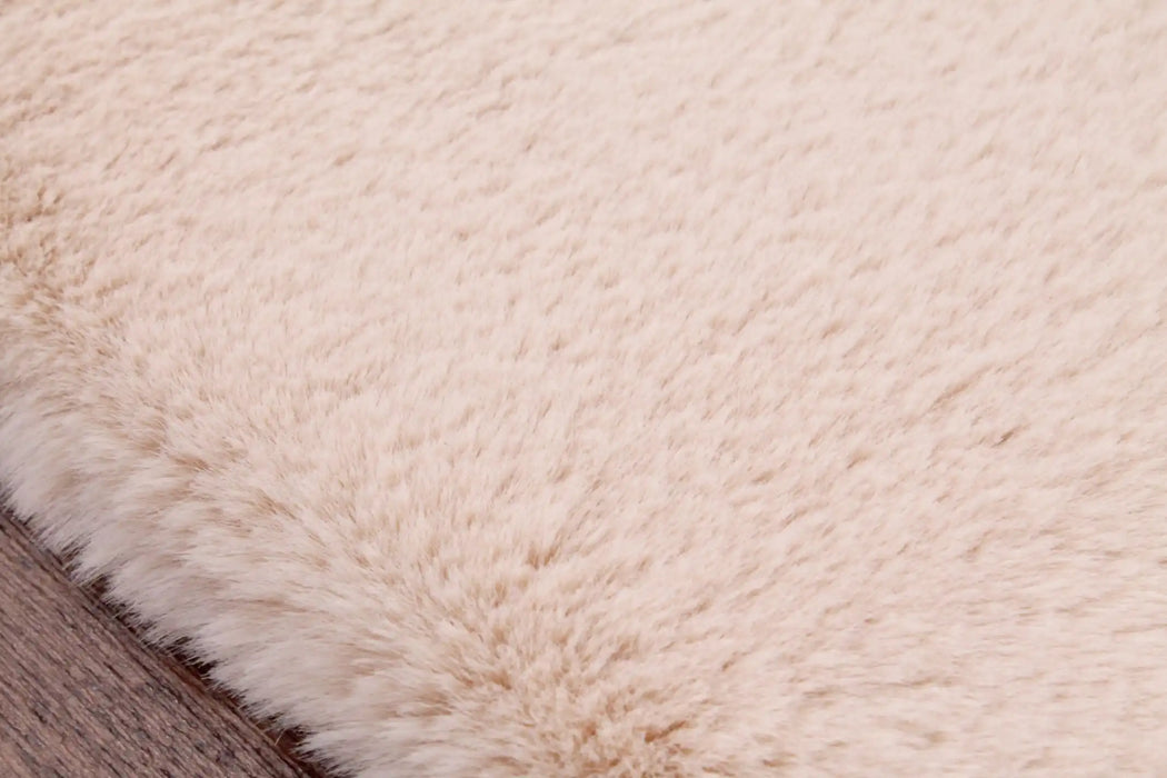 HMC luxe faux fur natural Beige Living Room  Rug.