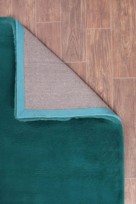 HMC luxe faux fur teal Teal Living Room  Rug.