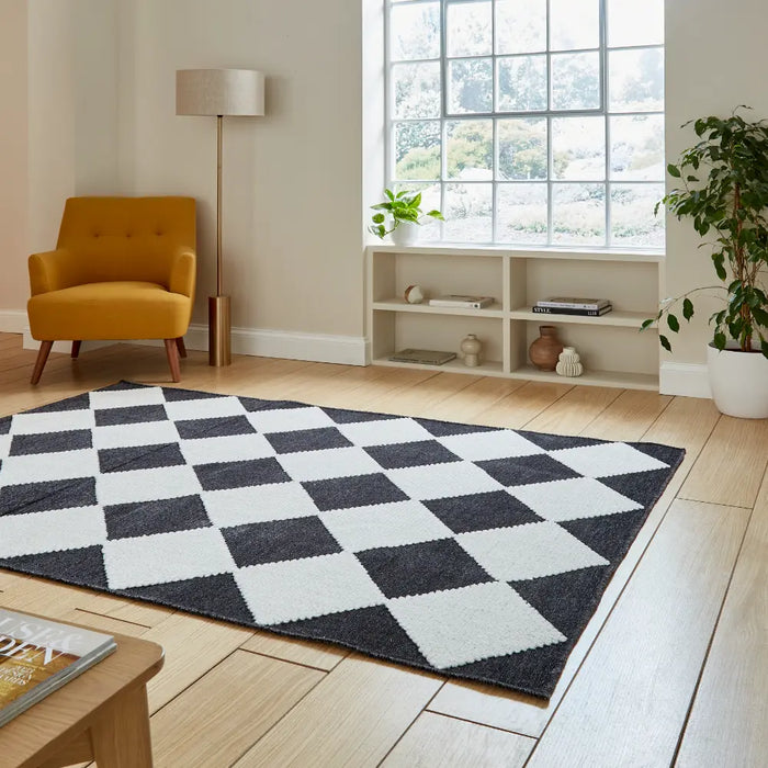 Lyna J0529 Charcoal/White Washable Rug