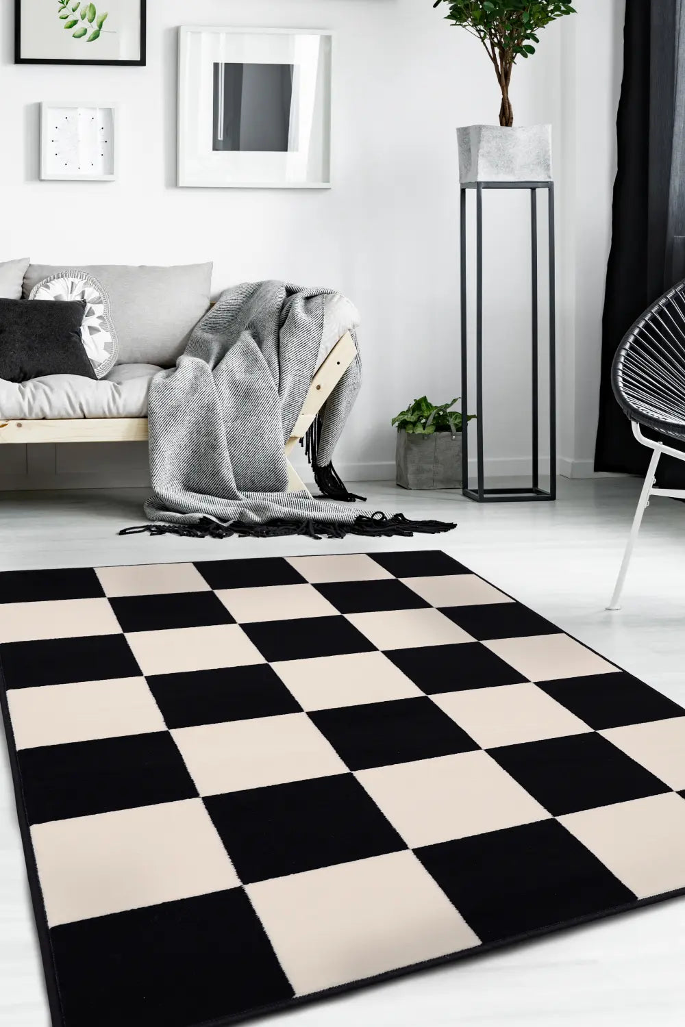 Maestro Chequers Black Black Rug — RugsDirect Online
