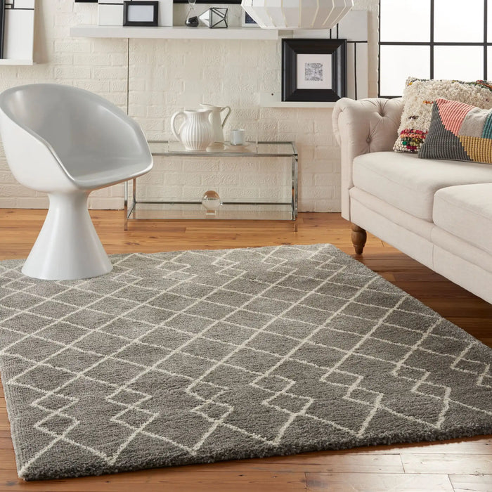 Nourison martil mat01 silver Grey Living Room Geometric Rug.