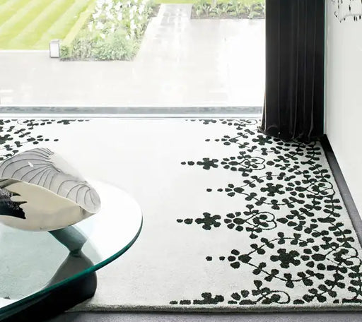 Asiatic guild matrix max06 white Black, Ivory  Wool Rug.