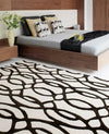 Asiatic wire matrix max35 white Black, Ivory Living Room Wool Rug.
