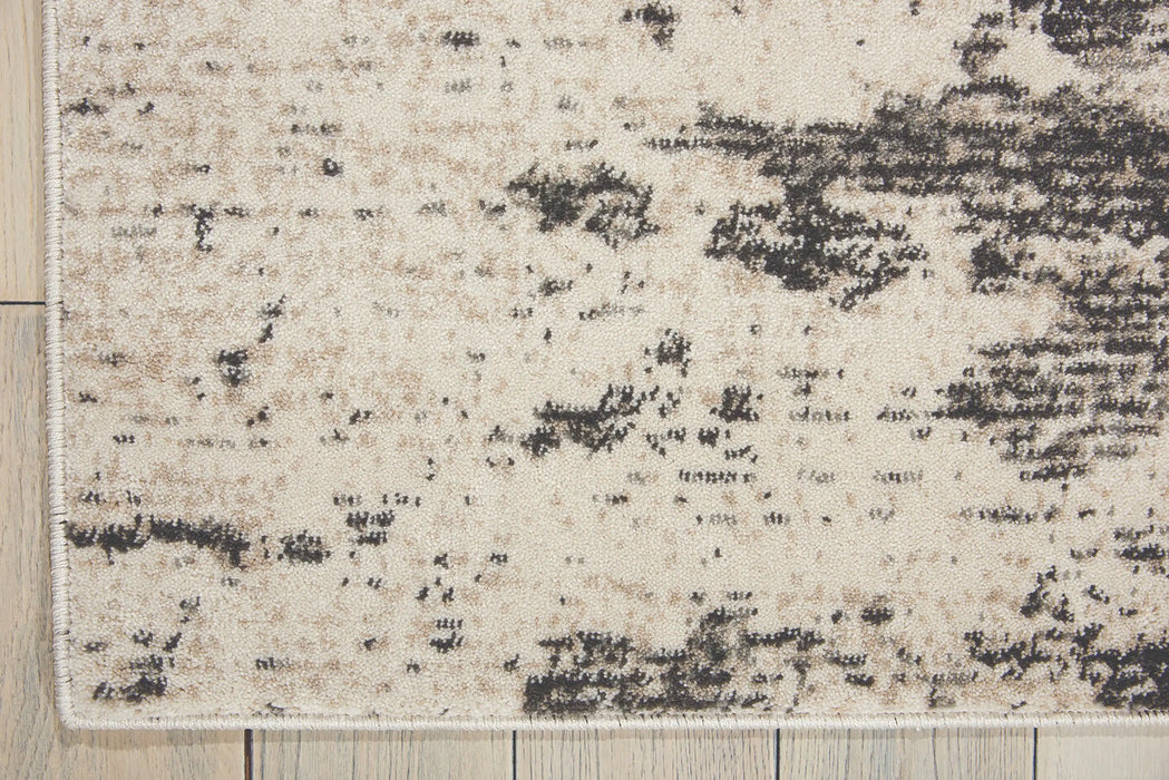 Nourison maxell mae07 ivory grey Grey, Ivory Living Room Floral Rug.