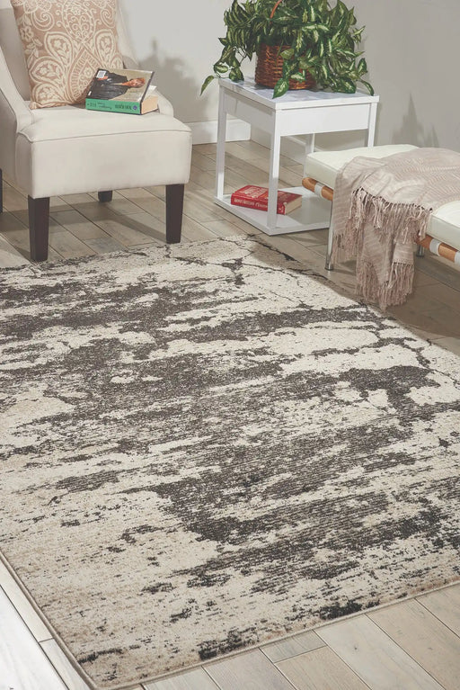 Nourison maxell mae07 ivory grey Grey, Ivory Living Room Floral Rug.