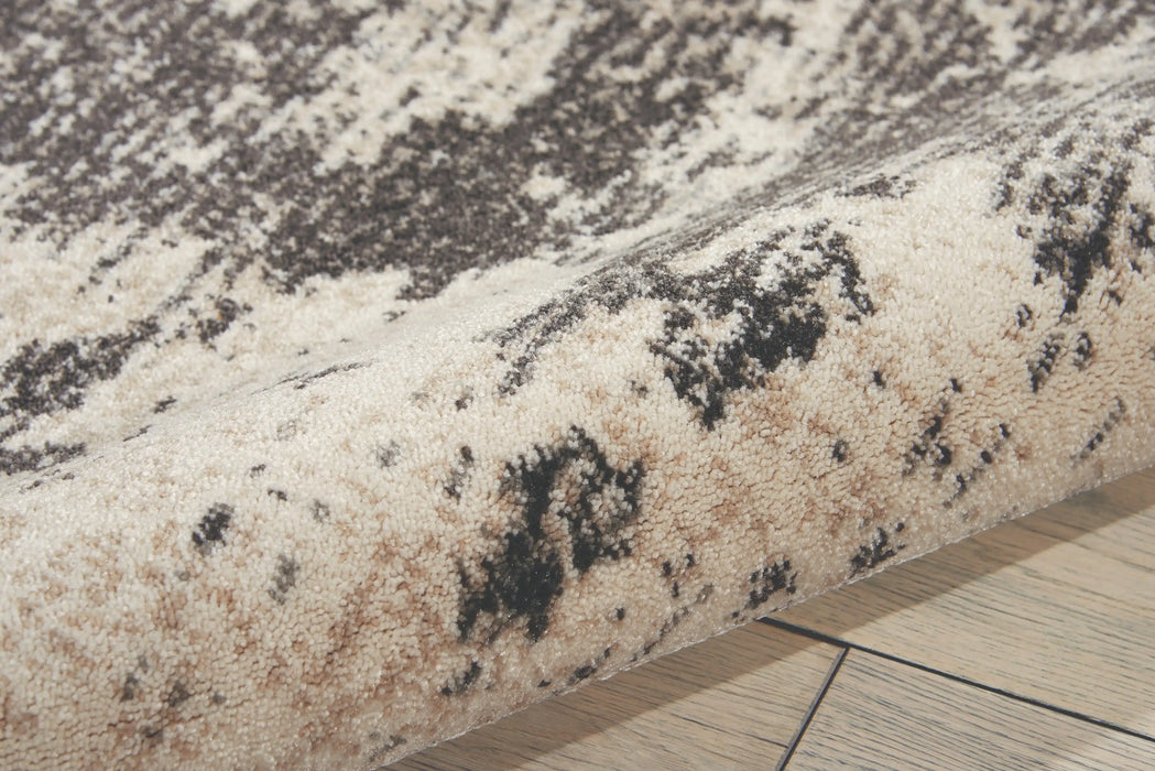 Nourison maxell mae07 ivory grey Grey, Ivory Living Room Floral Rug.