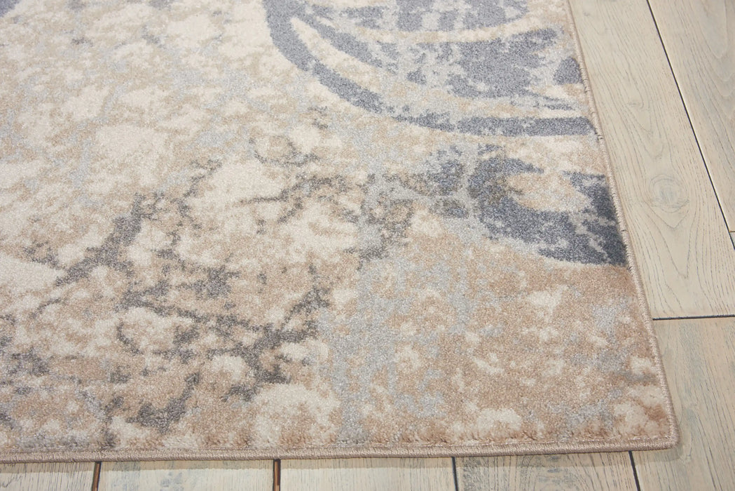 Nourison maxell mae10 ivory blue Blue, Ivory Living Room Floral Rug.