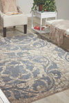 Nourison maxell mae10 ivory blue Blue, Ivory Living Room Floral Rug.