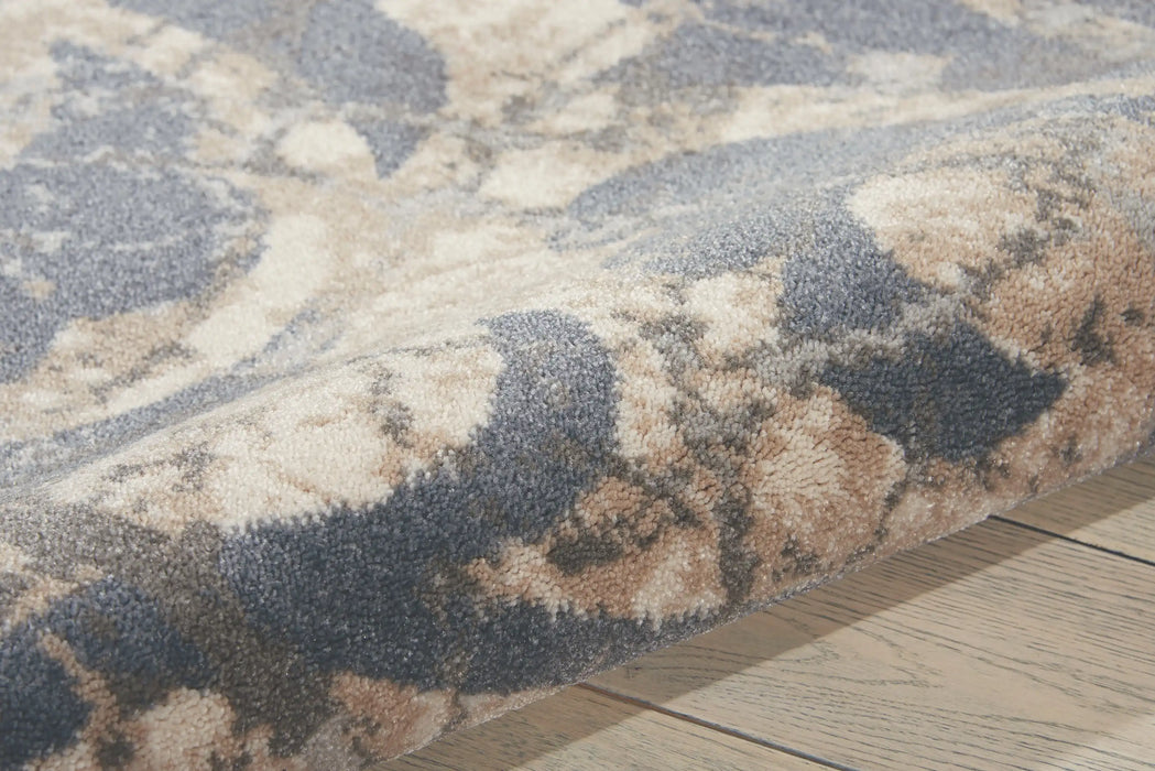 Nourison maxell mae10 ivory blue Blue, Ivory Living Room Floral Rug.