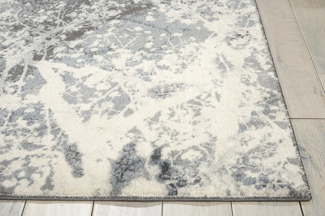 Nourison maxell mae11 grey Grey, Ivory Living Room Floral Rug.