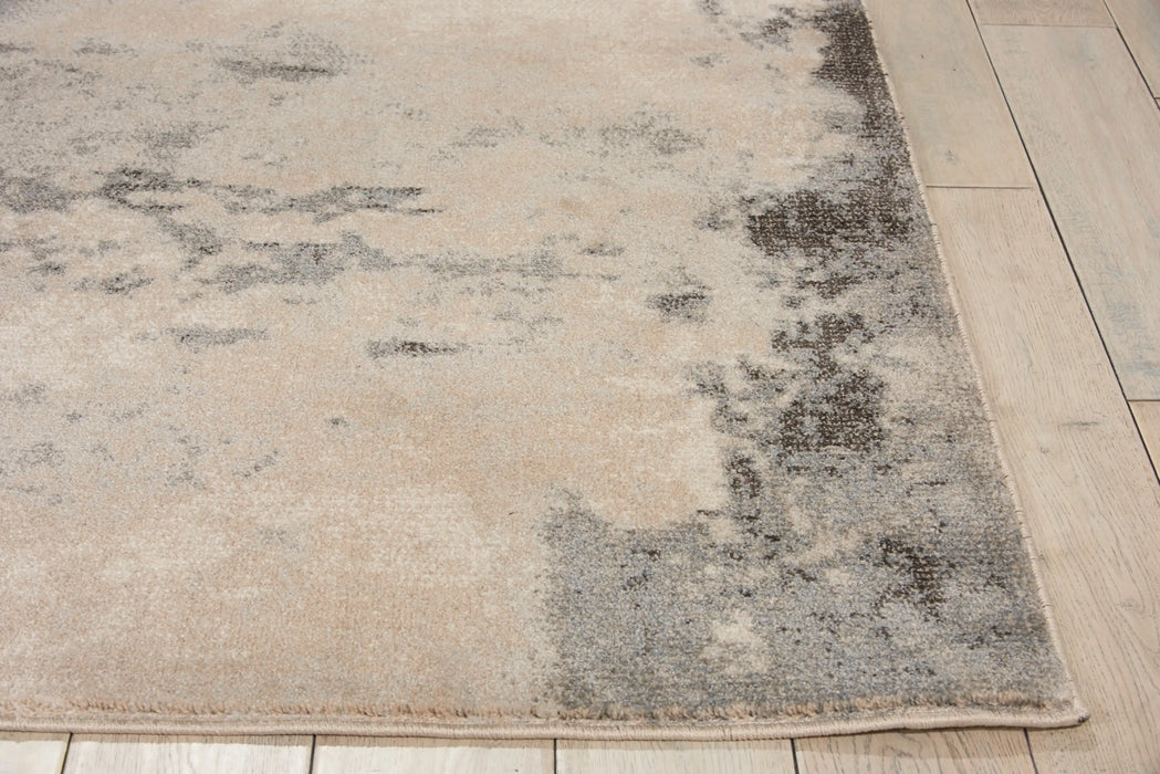 Nourison maxell mae13 ivory grey Grey, Ivory Living Room Floral Rug.