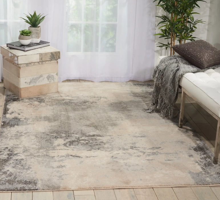 Nourison maxell mae13 ivory grey Grey, Ivory Living Room Floral Rug.
