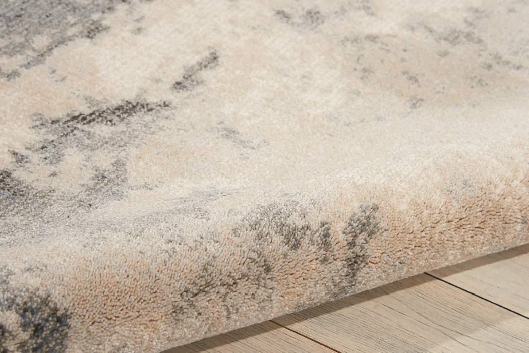 Nourison maxell mae13 ivory grey Grey, Ivory Living Room Floral Rug.