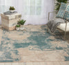 Nourison maxell mae13 ivory teal Blue, Ivory, Teal Living Room Floral Rug.