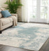 Nourison maxell mae13 ivory teal Blue, Ivory, Teal Living Room Floral Rug.