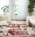 Nourison maxell mea14 ivory red Ivory, Red Living Room Floral Rug.
