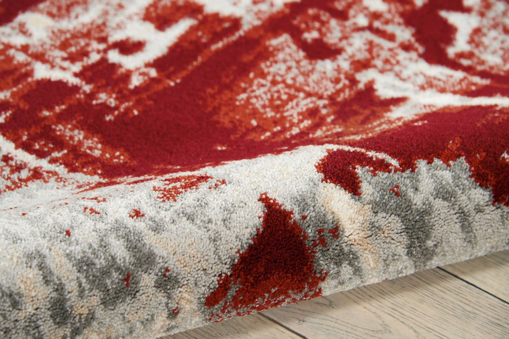 Nourison maxell mea14 ivory red Ivory, Red Living Room Floral Rug.