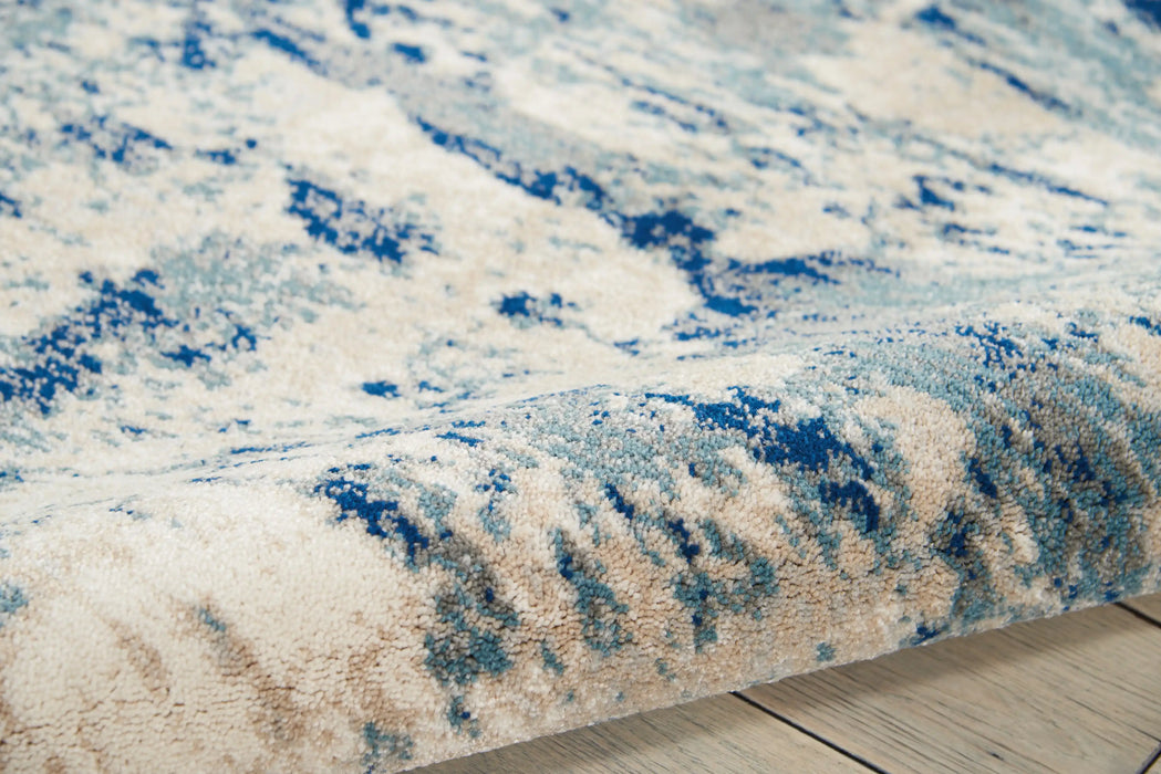 Nourison maxell mae16 ivory blue Blue, Ivory Living Room Floral Rug.