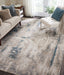 Nourison maxell mae17 ivory teal Blue, Ivory Living Room Floral Rug.