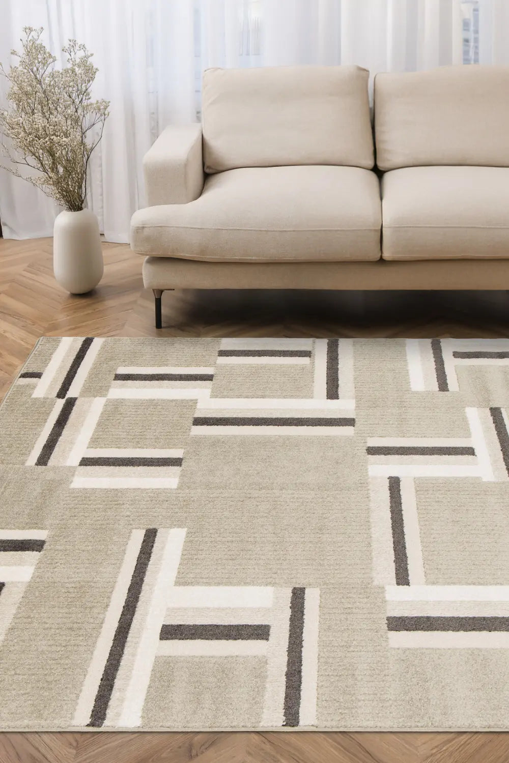 MILAN BLOCKS Beige Rug — RugsDirect Online