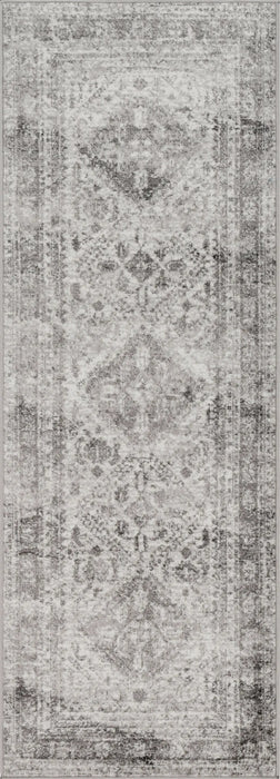 NEELAM Vintage Traditional Oriental Boho Light Gray/White/Charcoal Rug