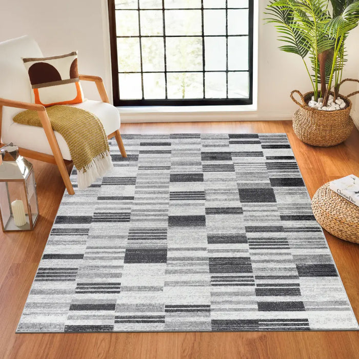 VANYA Scandi Modern Black Rug Grey Rug — RugsDirect Online