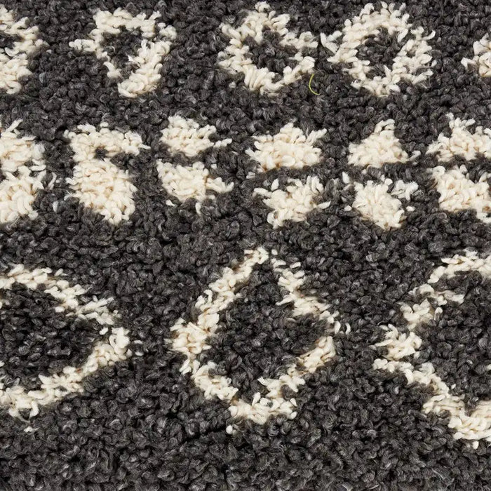 Nourison moroccan shag mrs02 charcoal Grey Living Room Geometric Rug.