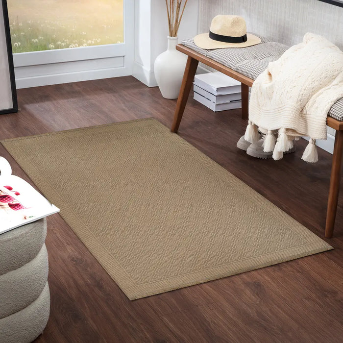 ESHA Cottage Tan/Beige Machine Washable Jute Rug