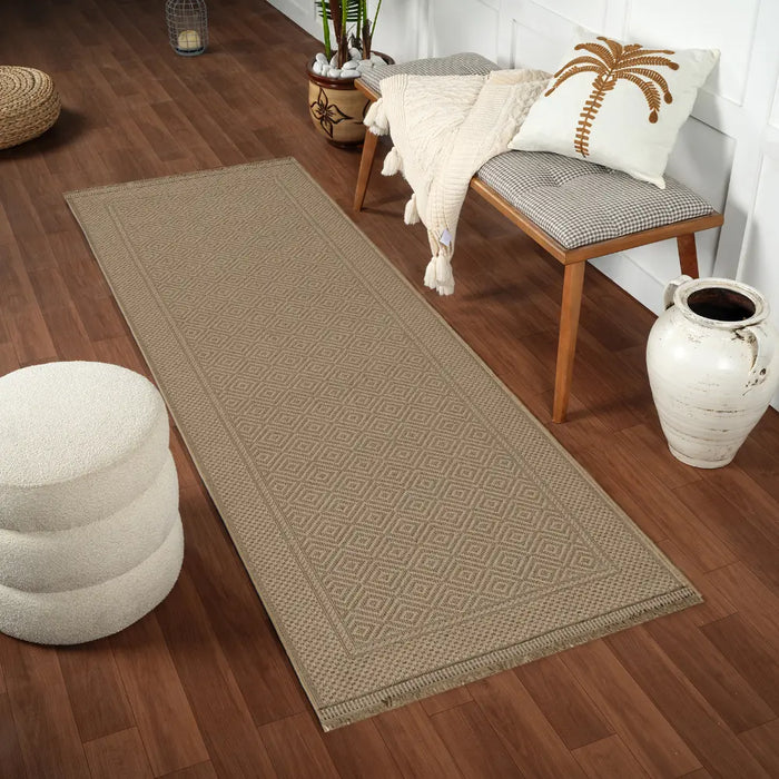 ESHA Cottage Tan/Beige Machine Washable Jute Rug