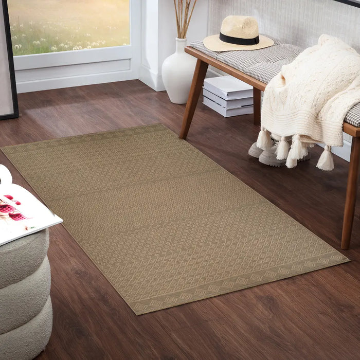 KASHVI Cottage Tan Machine Washable Jute Rug